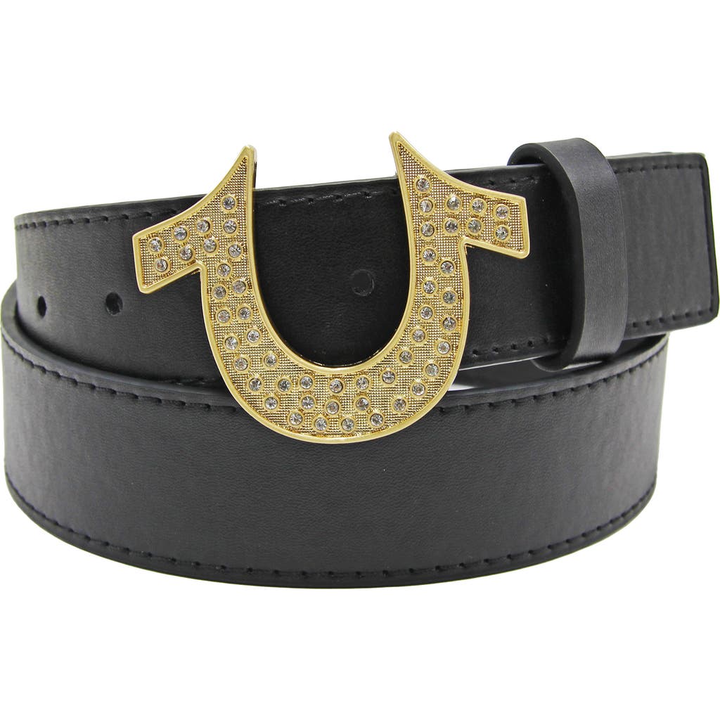 True Religion Sparkle Sage Horseshoe Buckle Belt In Black
