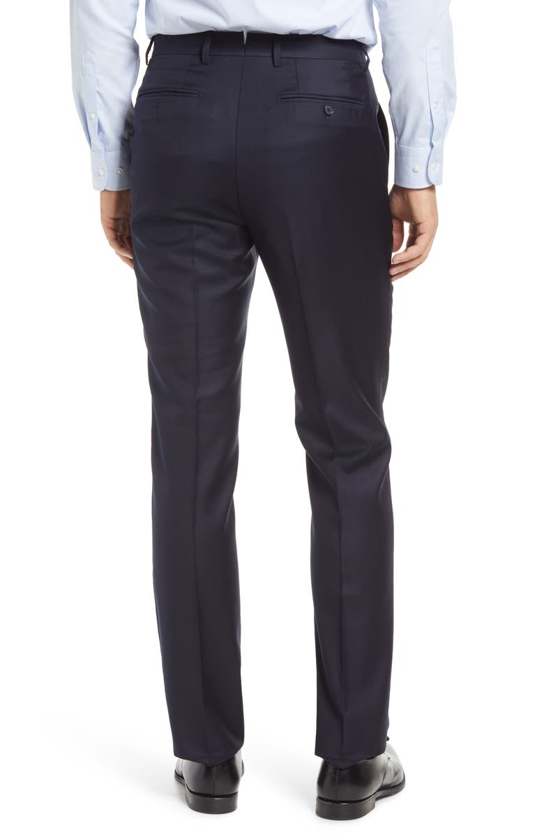 Santorelli Roma Flat Front Loro Piana Wool Serge Dress Pants, Alternate, color, Navy