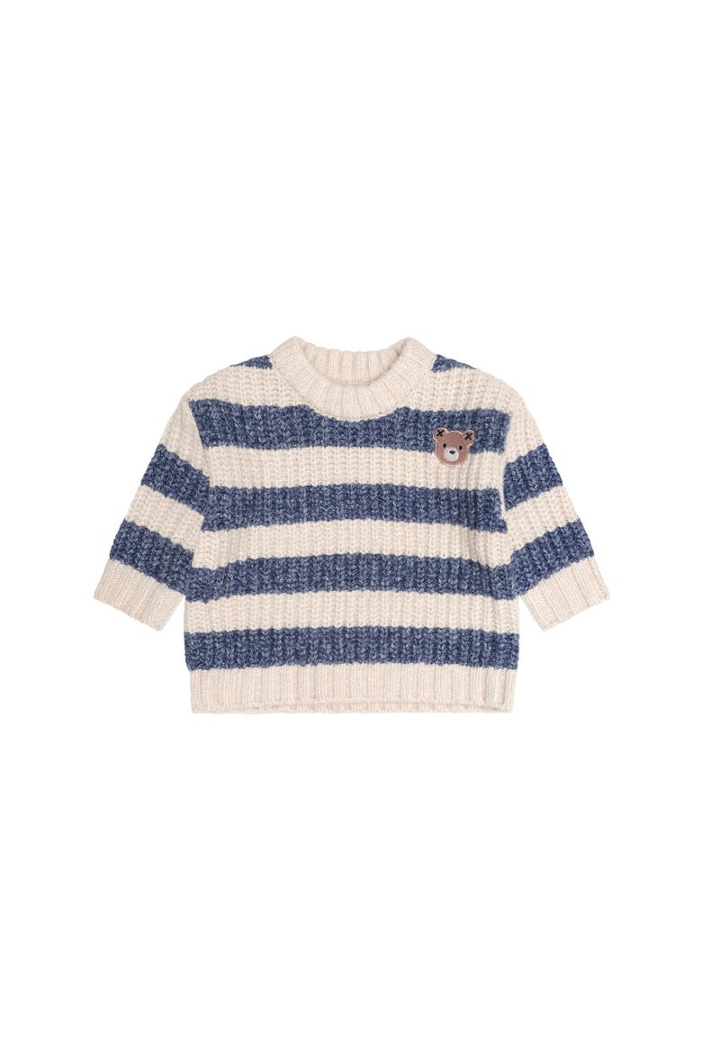 Ink Stripe Hux Emb Sponge Pullover, Main, color, Ink / Ecru