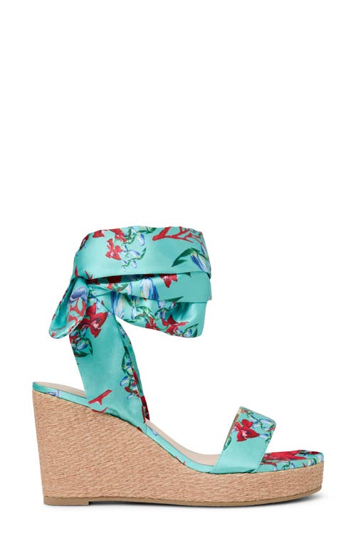 Jack Rogers Deirdre Ankle Wrap Wedge Sandal In Aquamarine Multi