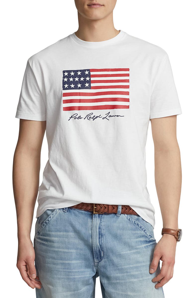 Polo Ralph Lauren American Flag Logo Cotton Graphic T-Shirt, Main, color,