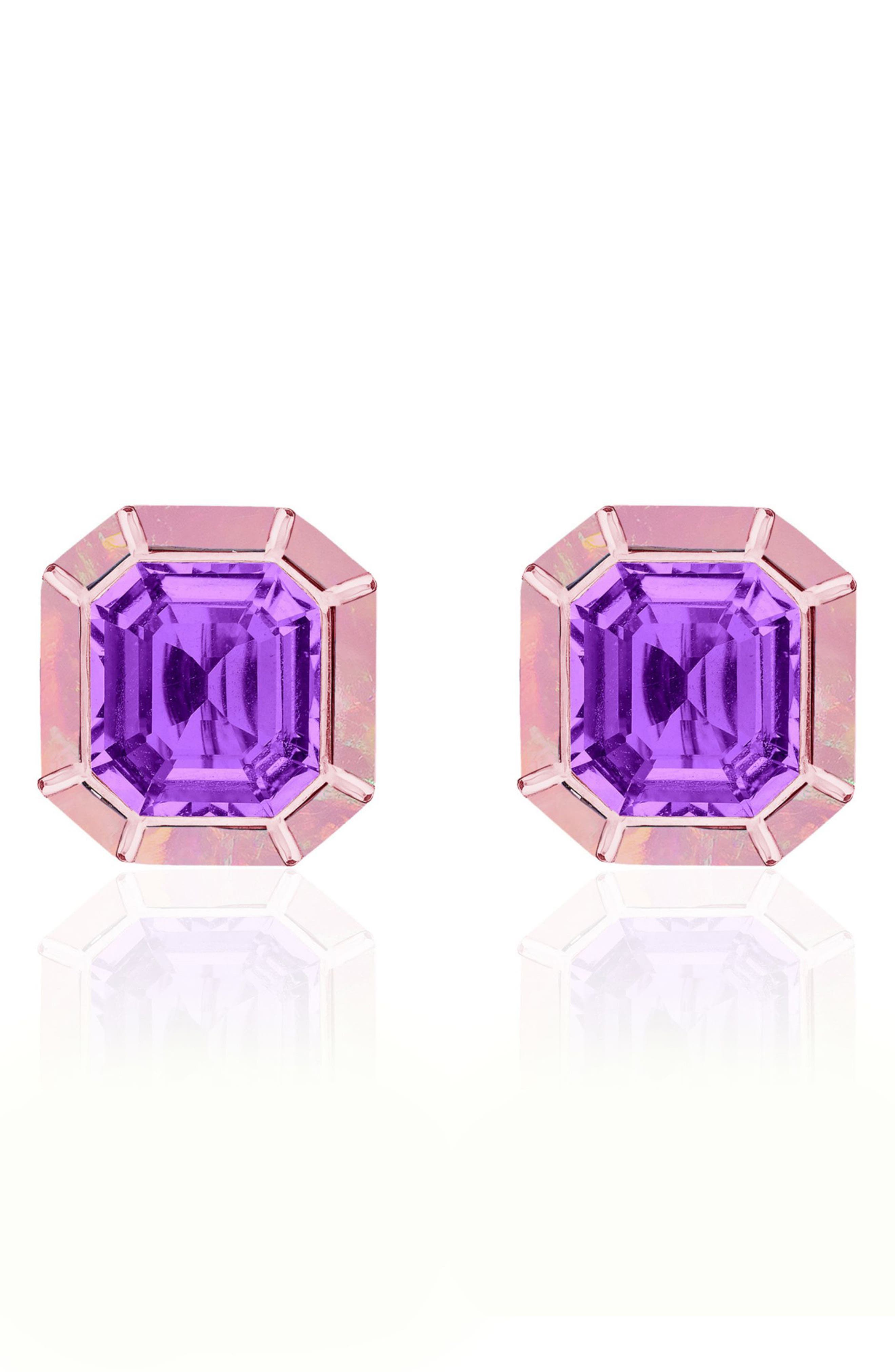 Goshwara Mélange Emerald-cut Stud Earrings In Pink