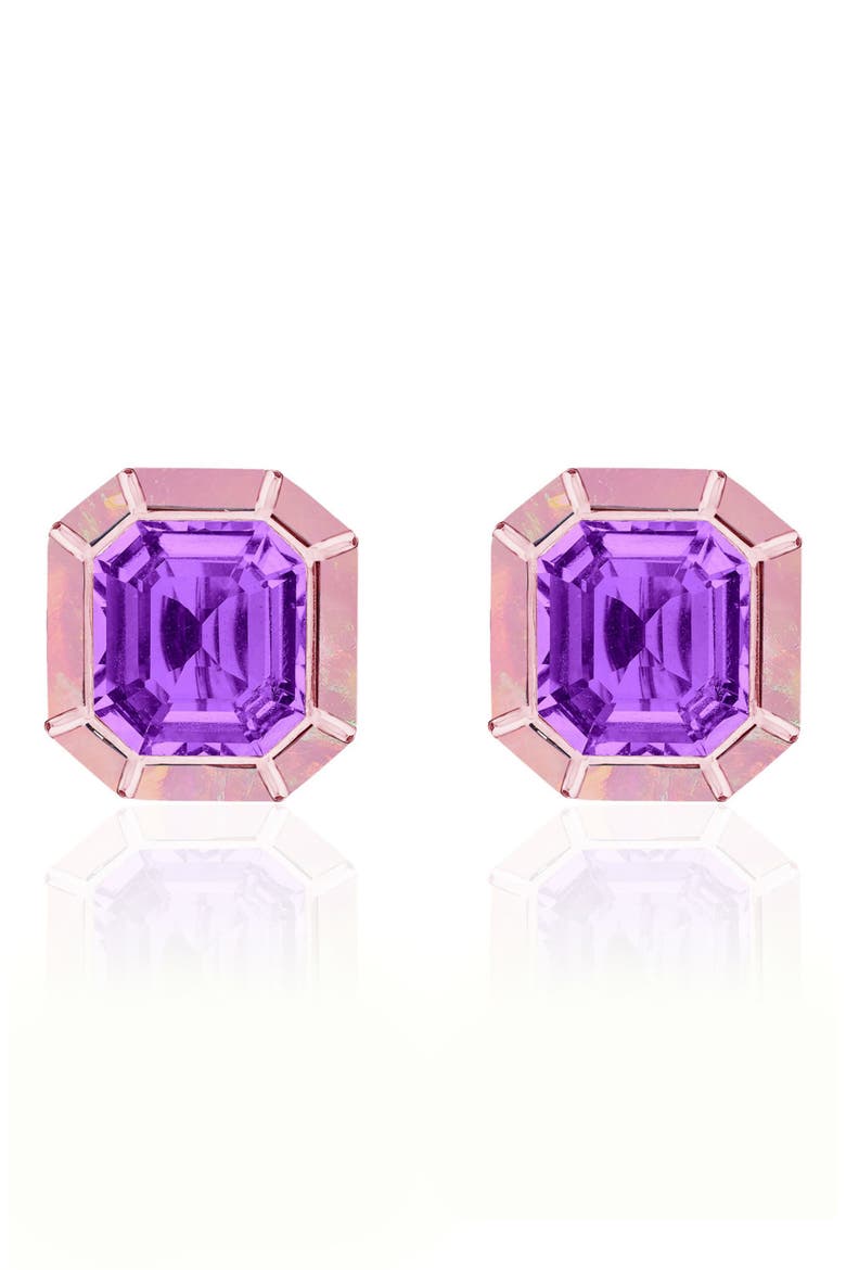 Mélange Emerald-Cut Stud Earrings, Main, color, PURPLE