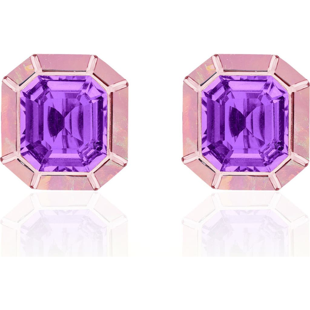 Goshwara Mélange Emerald-cut Stud Earrings In Pink