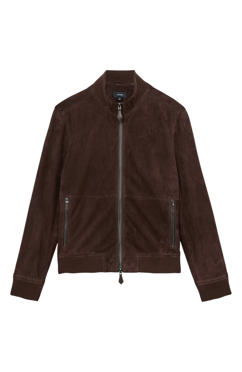 Reiss Brent Goatskin Suede Jacket, Alternate, color, Chocolate Brown