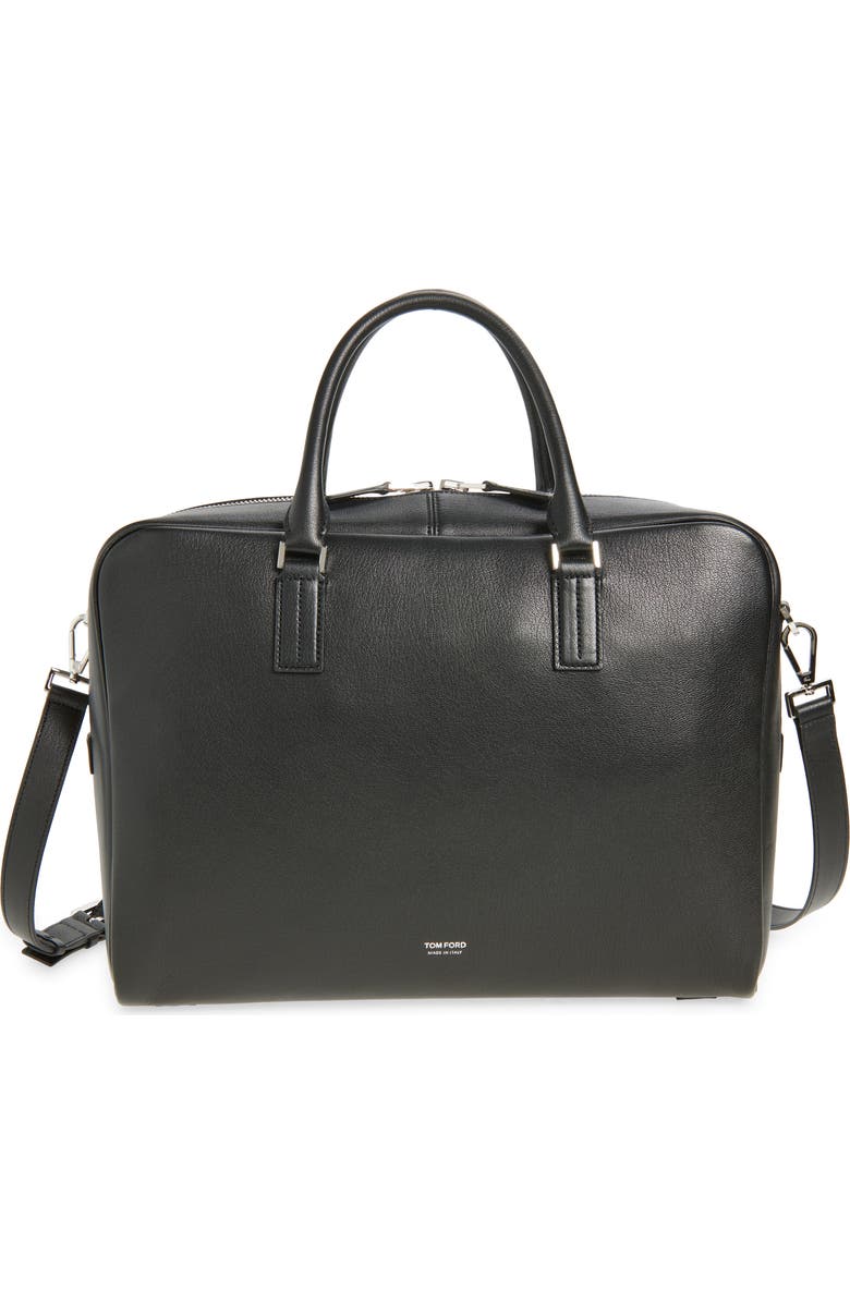 TOM FORD Padlock Grained Leather Briefcase, Main, color, Black