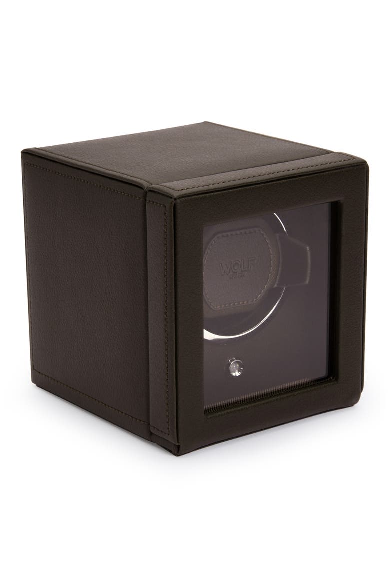 Cub Single Watch Winder with Cover, Alternate, color, BROWN