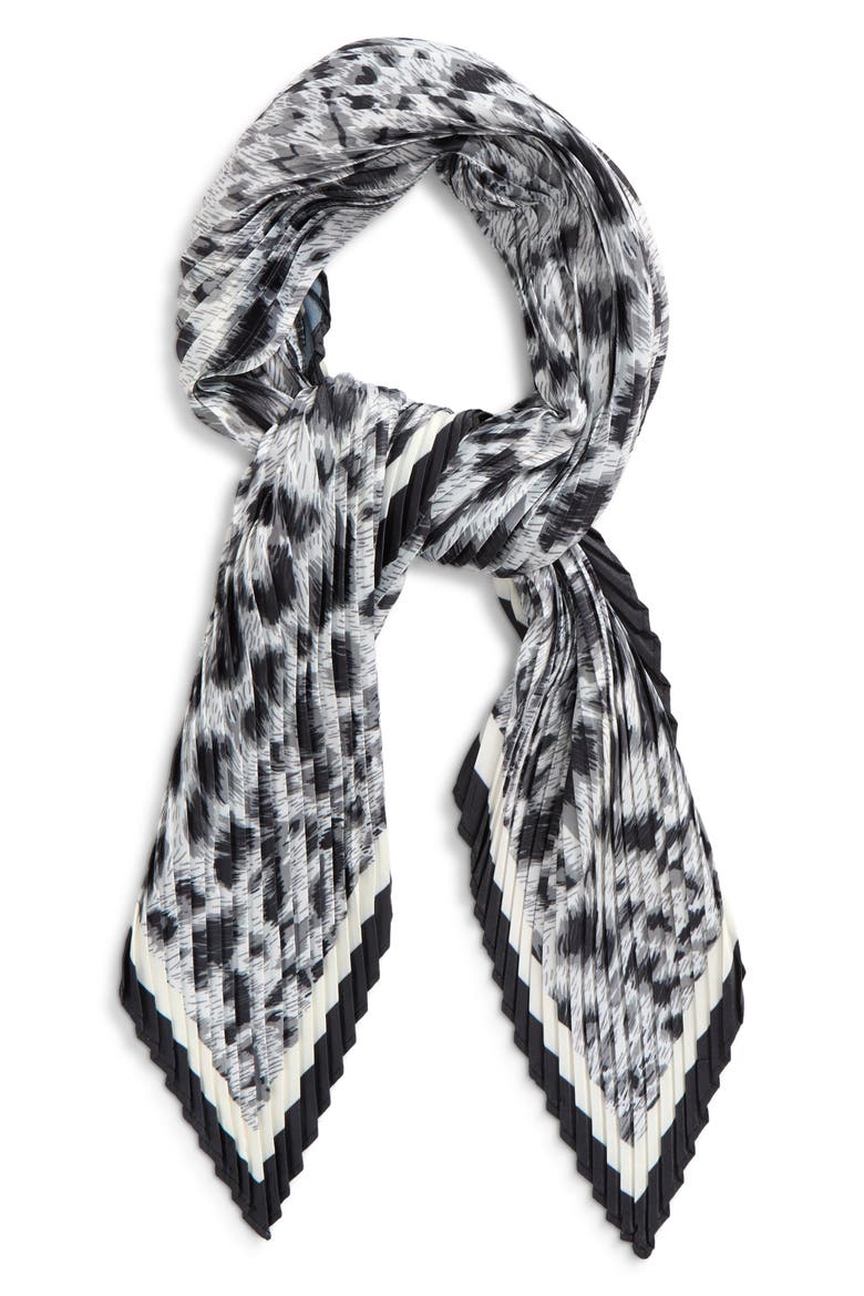 Pleated Spots on Spots Diamond Silk Scarf, Main, color, SILVER