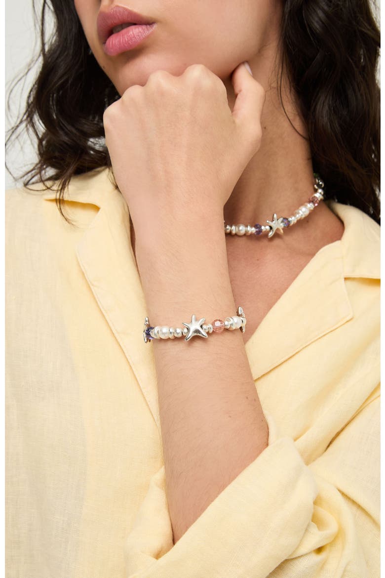 Silver-Tone Multicolor Faceted Crystal Bracelet, Alternate, color, Silver