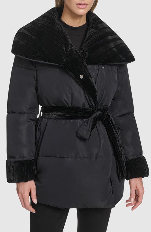 Andrew Marc Emerson Velvet Lined Puffer Coat In Blue