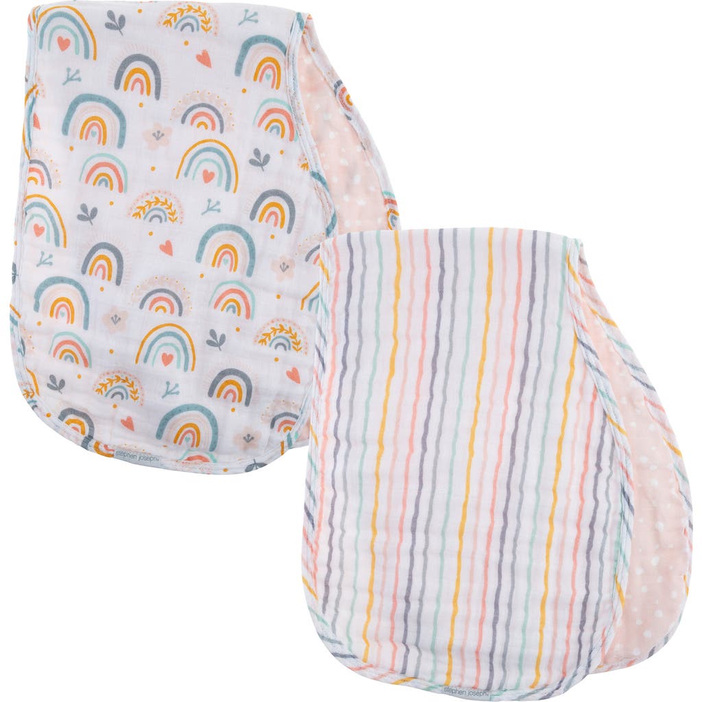 Stephen Joseph 2-Pack Reversible Cotton Muslin Burp Cloths in Rainbow  product