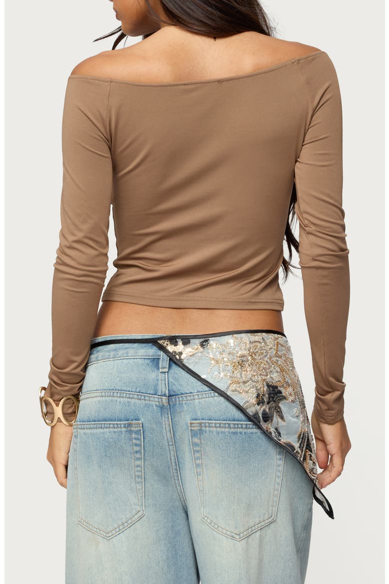 Tahlia Off the Shoulder Crop Top, Alternate, color, BROWN