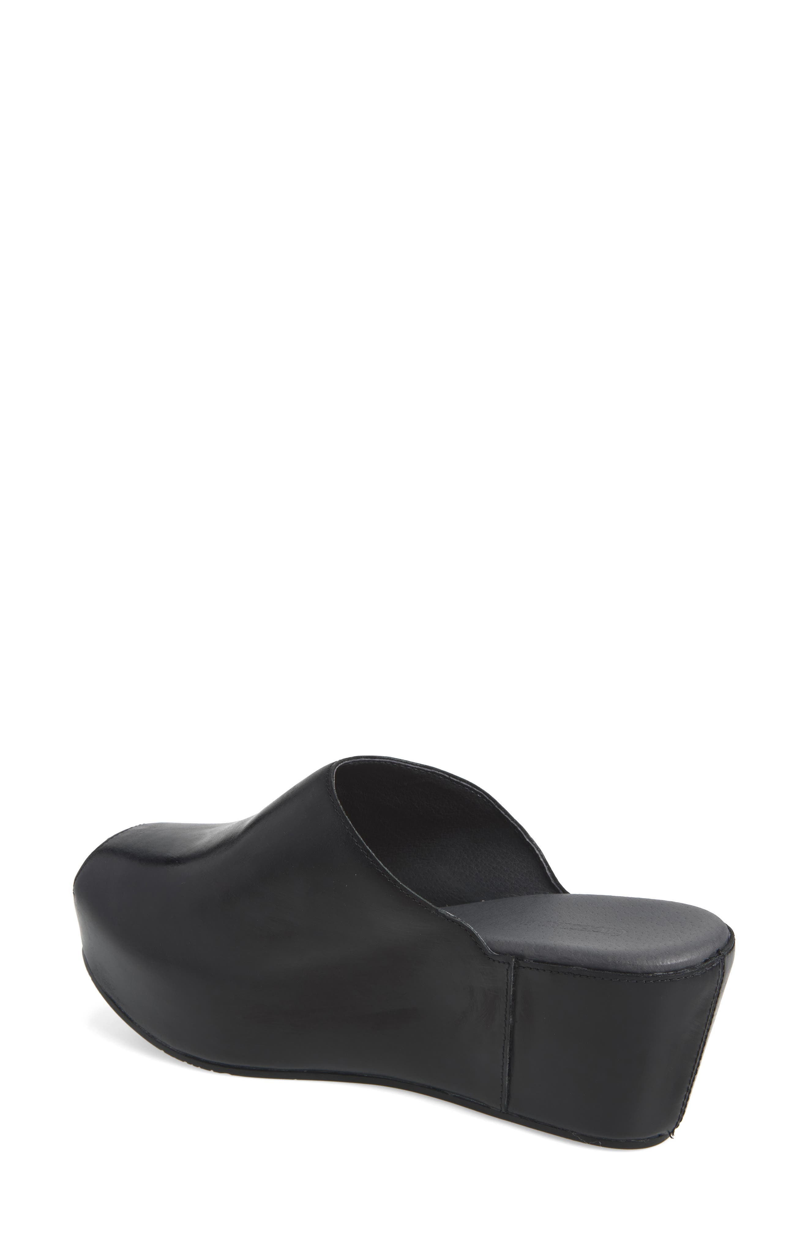 Waan Peep Toe Platform Wedge Mule, Alternate, color, BLACK LEATHER