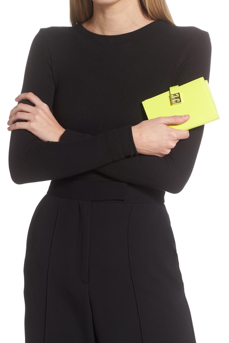 Medium 4G Leather Bifold Wallet, Alternate, color, FLUO YELLOW