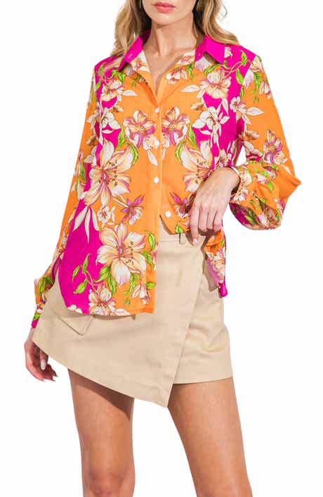 FLYING TOMATO Floral Print Button-Up Shirt