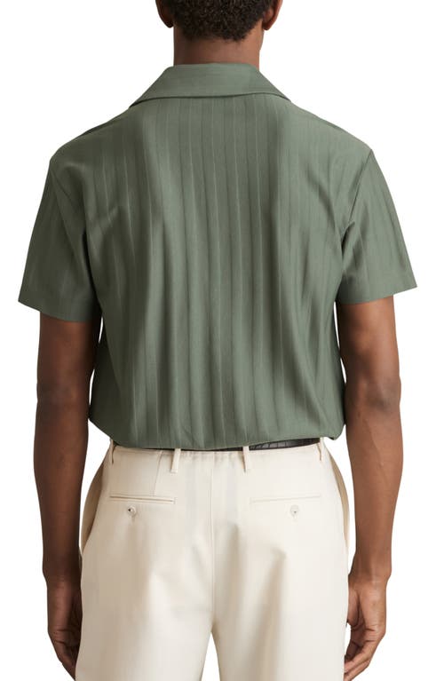 Reiss Sampson Textured Stripe Camp Shirt In Green