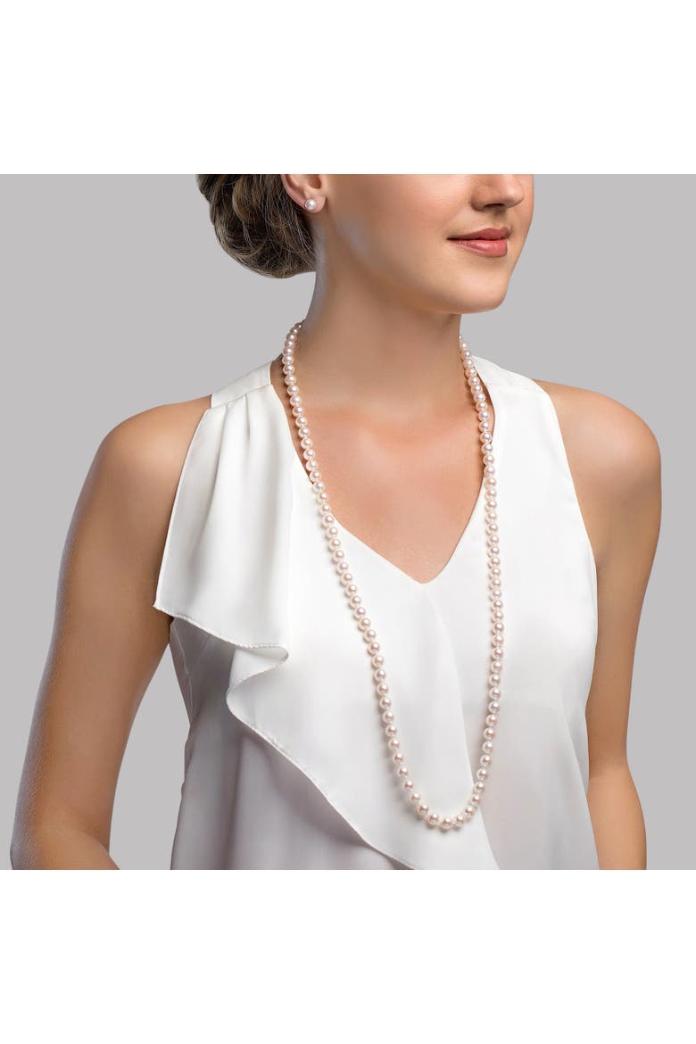 6.5-7.0mm Opera Length Japanese Akoya Pearl Necklace, Main, color, Sterling Silver Clasp