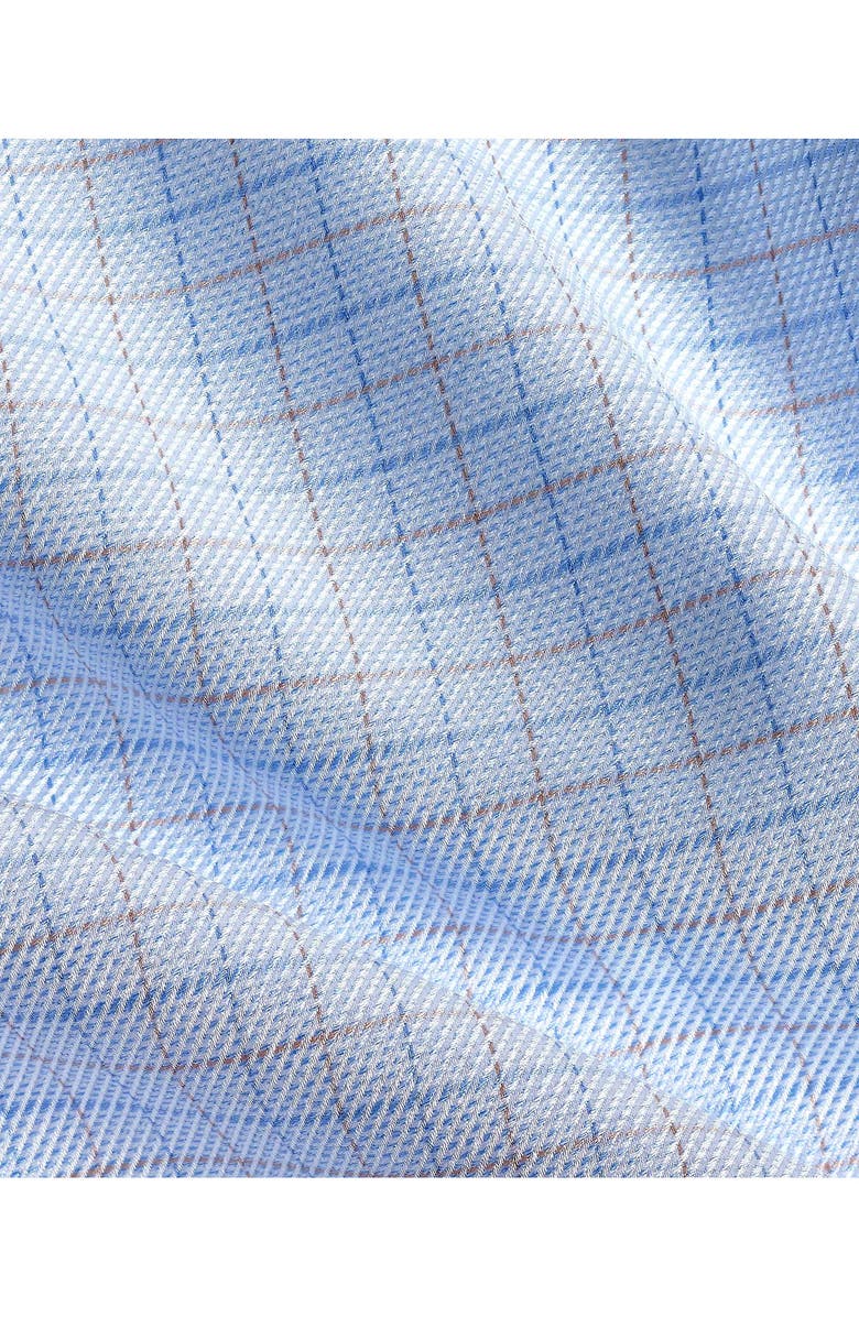 David Donahue Trim Fit Light Blue Check Cotton Dobby Dress Shirt, Alternate, color, Sky/ Dune