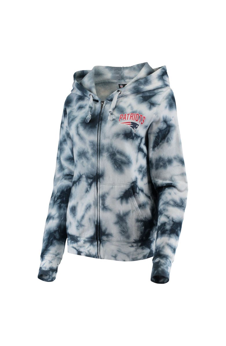New Era Women's New Era Navy New England Patriots Tie Dye Fleece Full-Zip Hoodie, Alternate, color, 