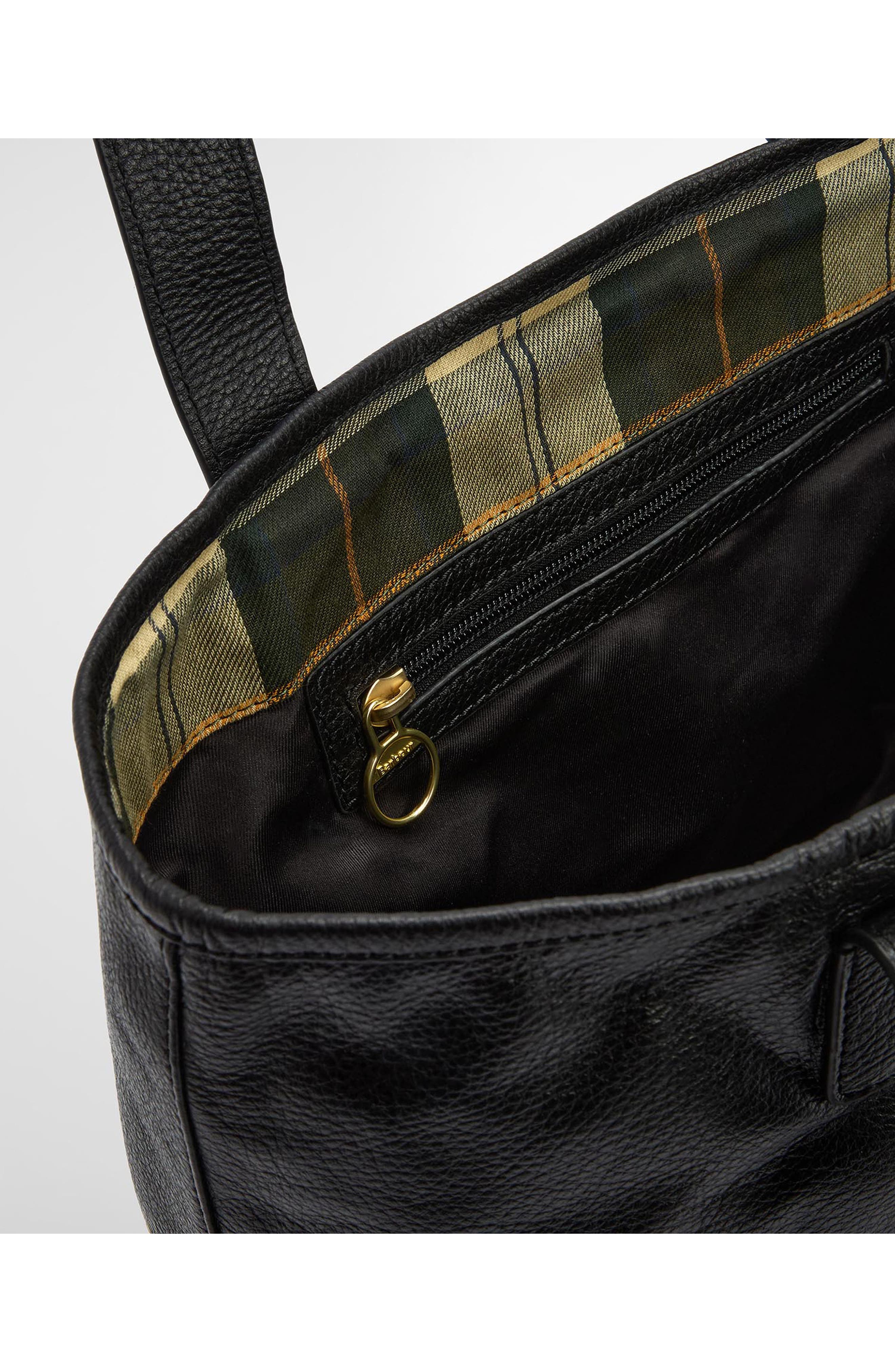 Barbour Alder Leather Tote Bag, Alternate, color, Black