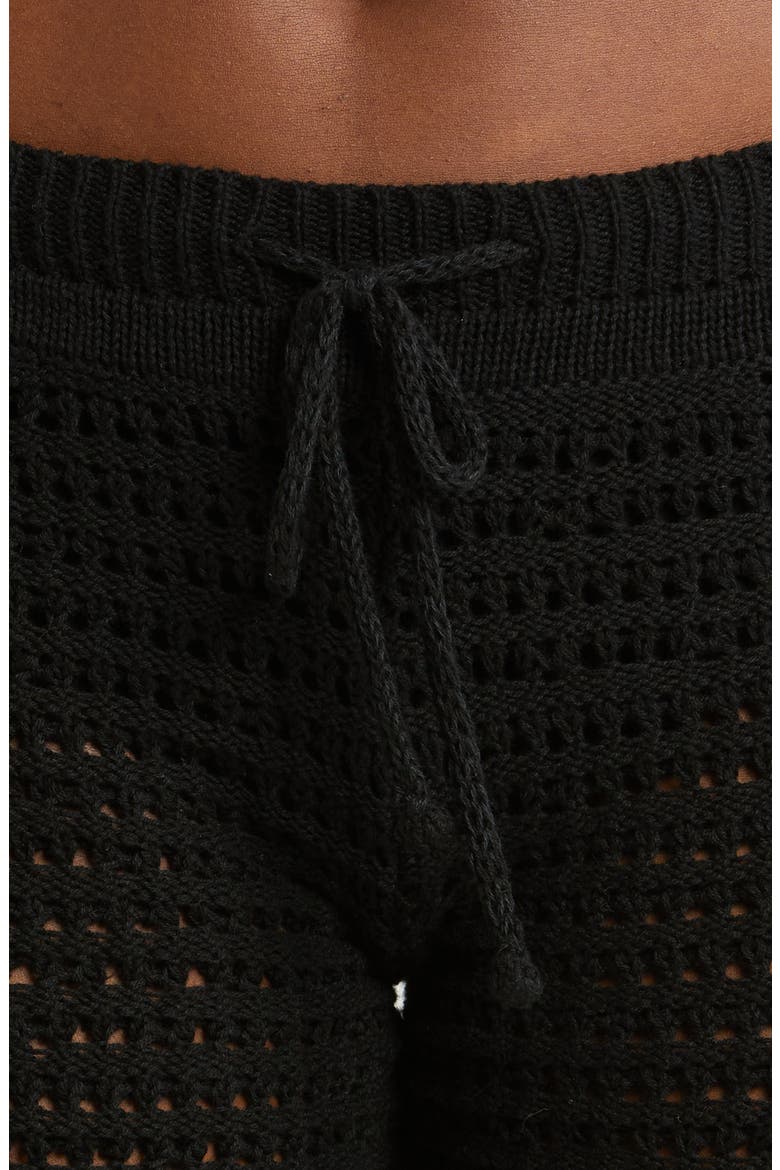 Nora Open Knit Cover-Up Shorts, Alternate, color, BLACK