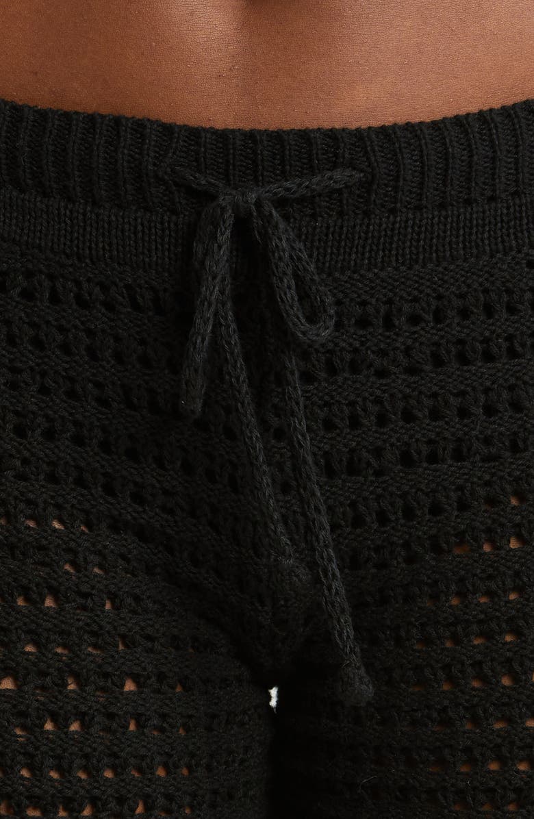 Capittana Nora Open Knit Cover-Up Shorts, Alternate, color, Black