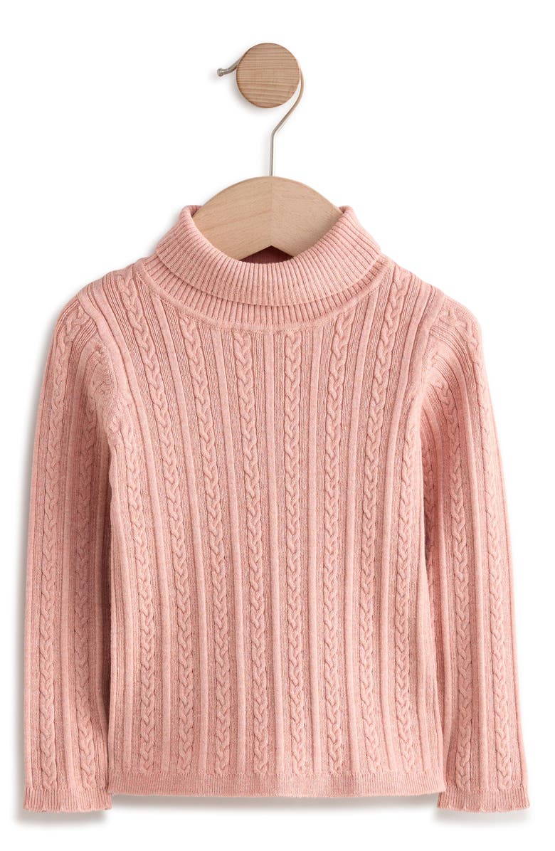 NEXT Kids' Cable Stitch Roll Neck Sweater, Main, color, Pink