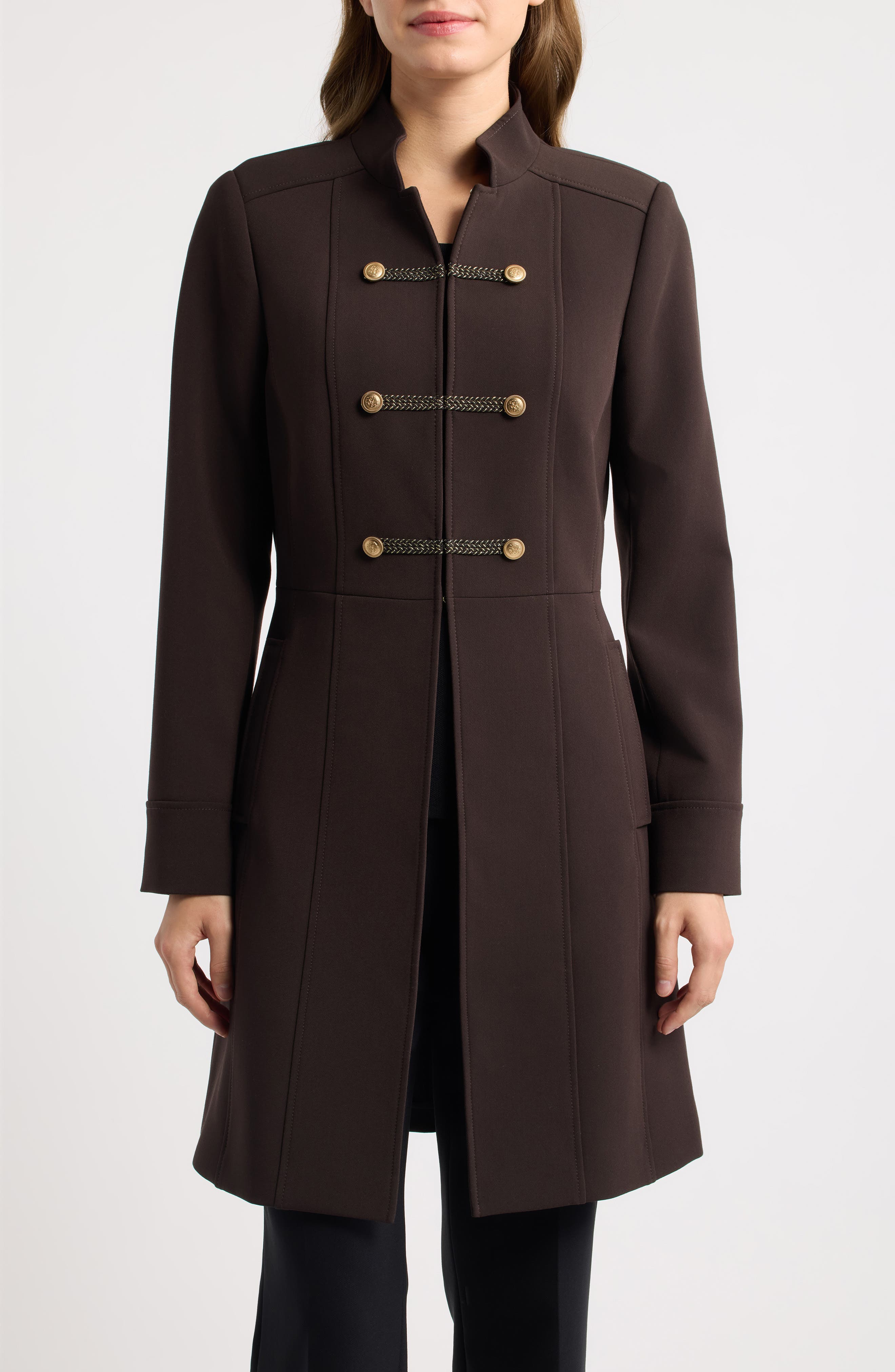 Tahari ASL Military Double Breasted Coat (Women) | Nordstrom