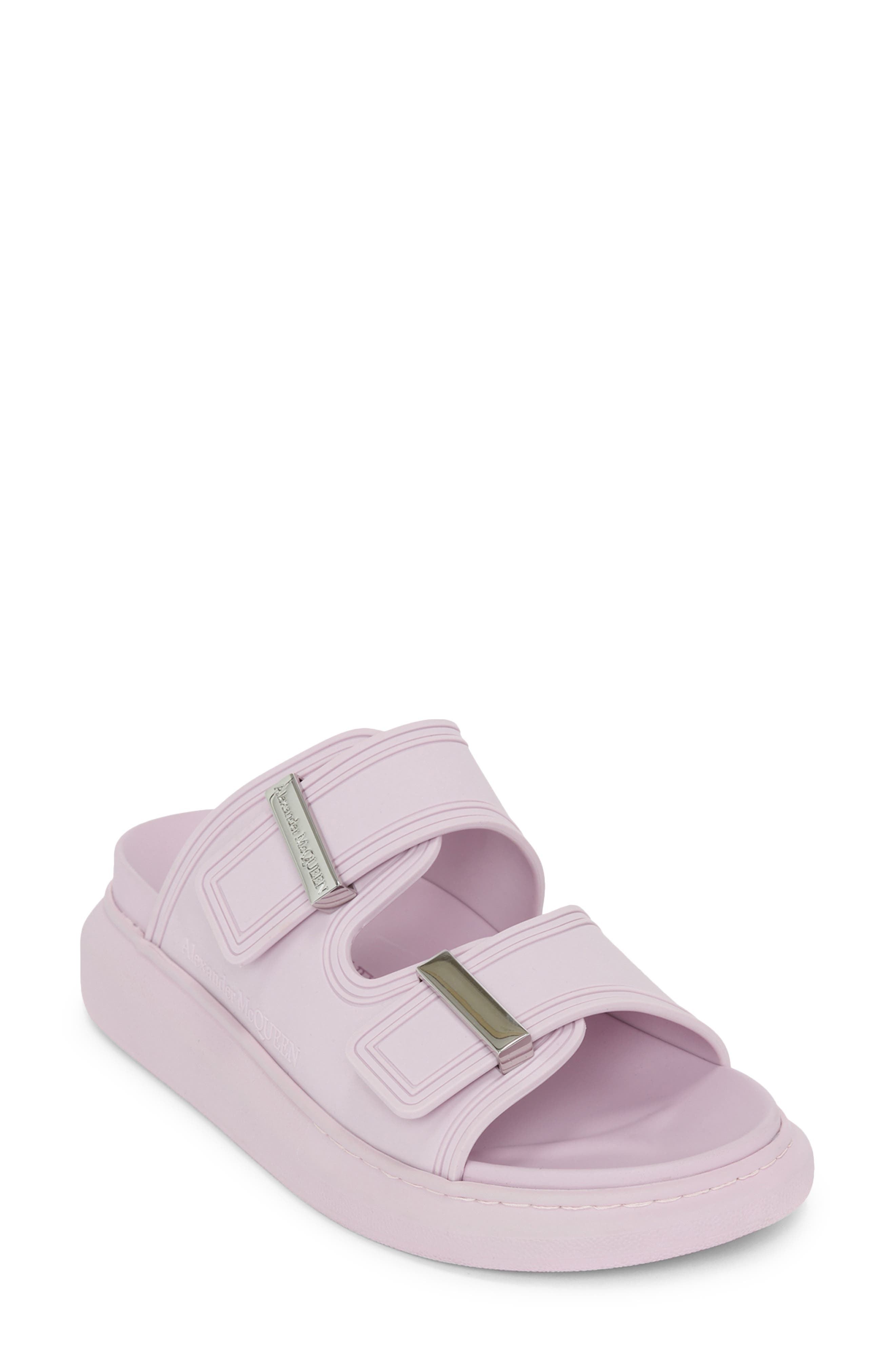 Oversized Slide Sandal, Main, color, LILAC/ SILVER