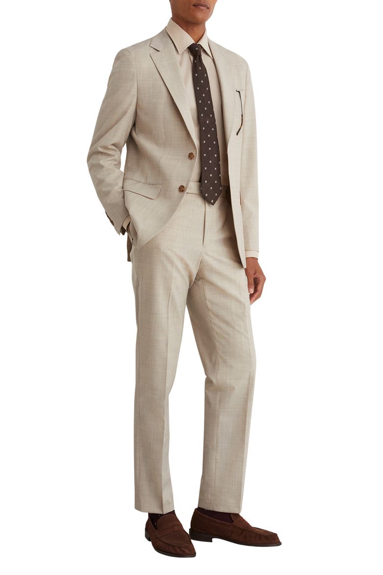 Vita Check Wool Blend Pants, Alternate, color, OATMEAL