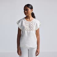 Reistor Boxy Top with Embroidered Lace Detail