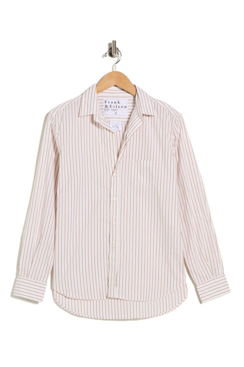 Eileen Relaxed Fit Stripe Button-Up Shirt, Alternate, color, CAMEL CREAM STRIPE