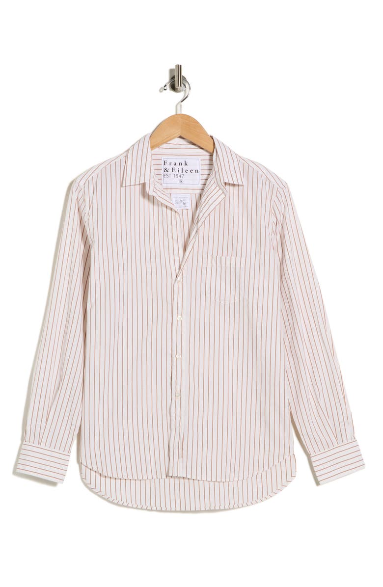 Frank & Eileen Eileen Relaxed Fit Stripe Button-Up Shirt, Main, color, Camel Cream Stripe