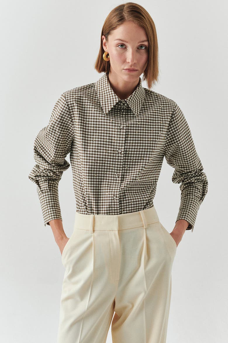Jamie Plaid Shirt, Alternate, color, Brown