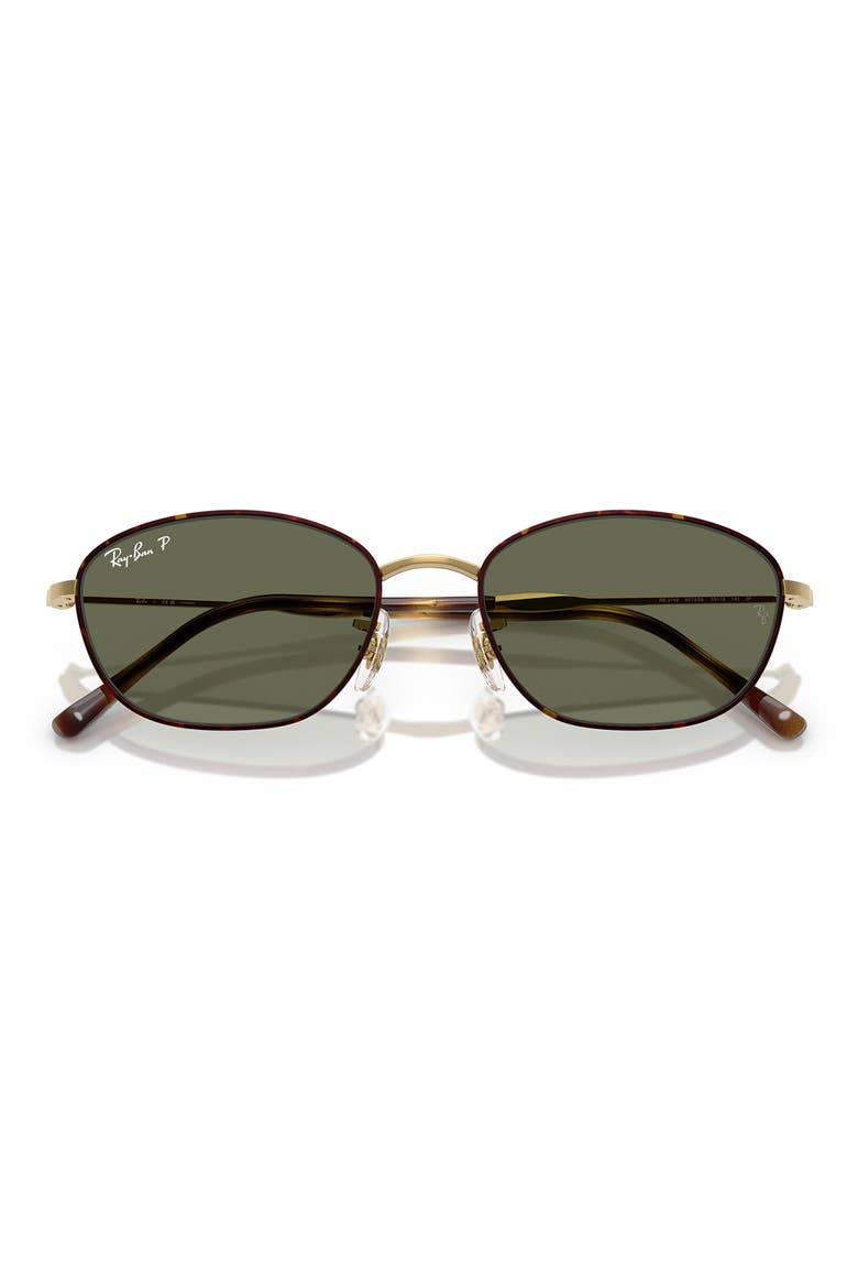 55mm Polarized Irregular Sunglasses, Alternate, color, GREEN HAVANA