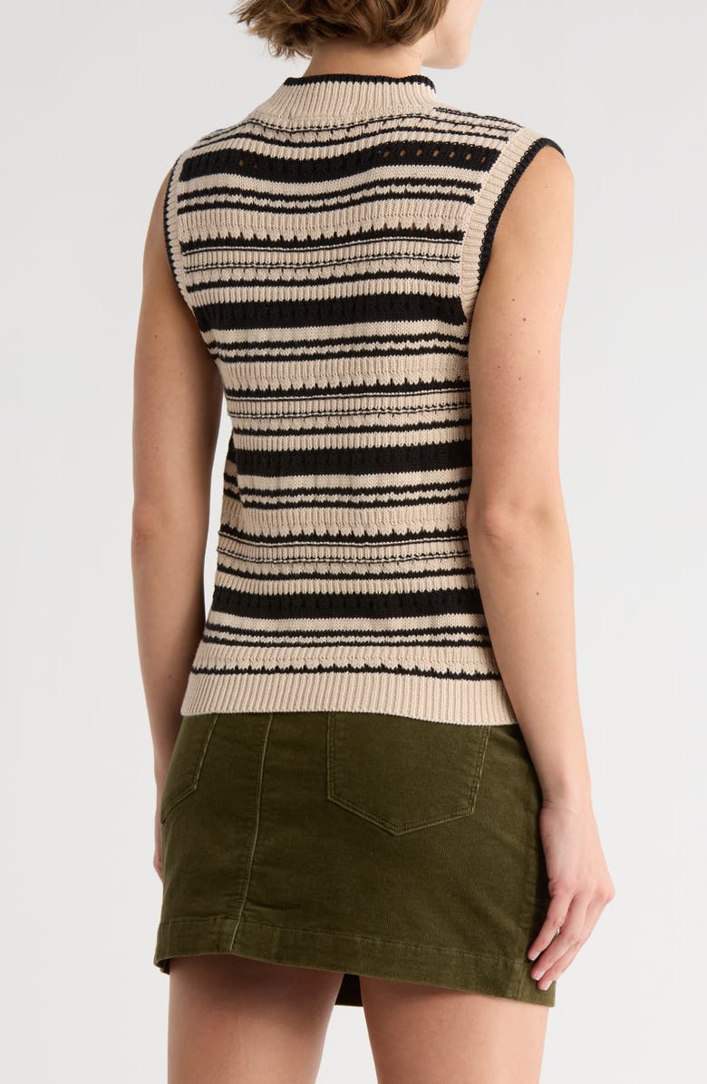 Sanctuary Cotton Sweater Vest, Alternate, color, Black Stripe/ Vanilla Cream