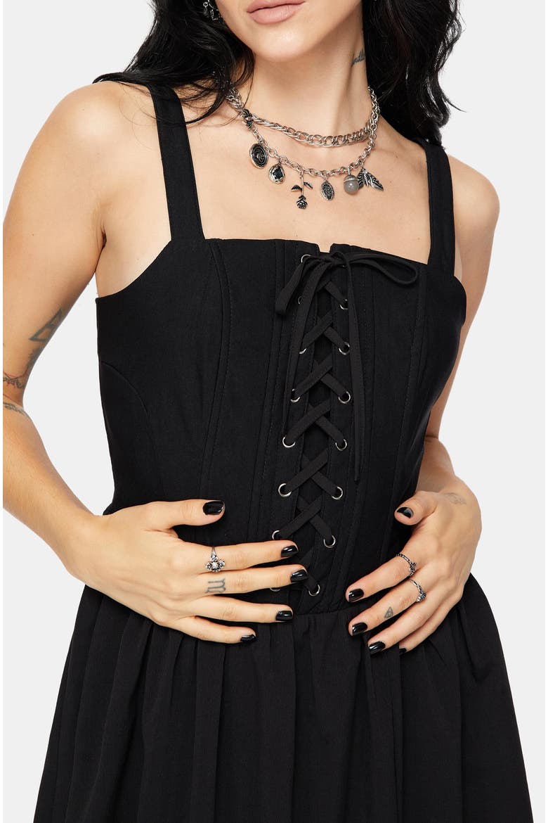 Miranda Midi Corset Dress, Alternate, color, Black