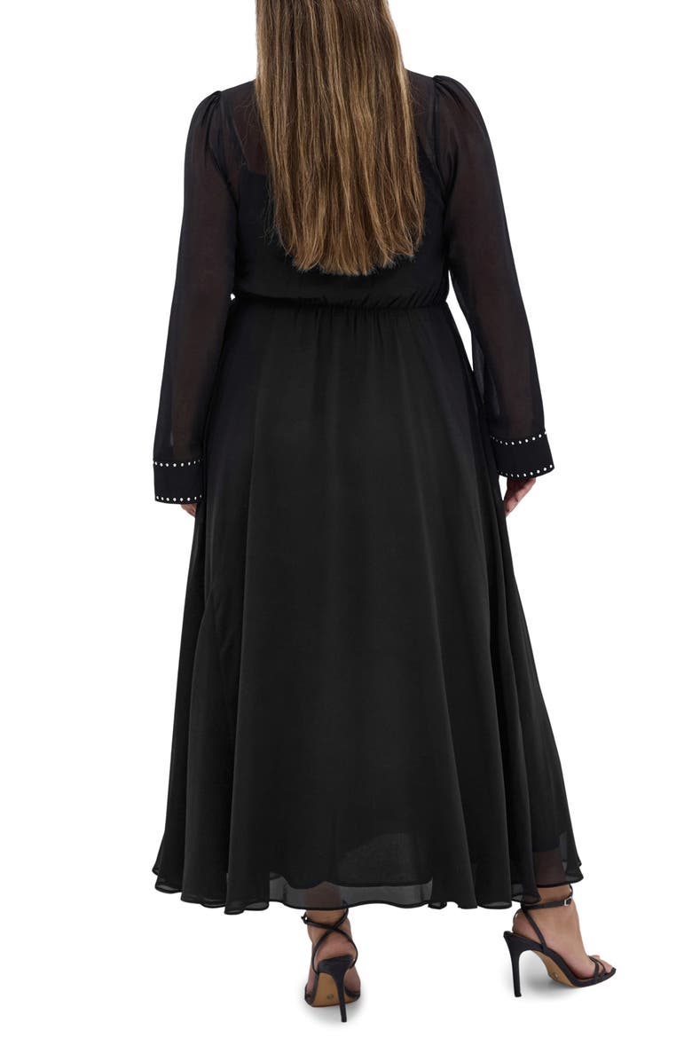 Kara Long Sleeve A-Line Dress, Alternate, color, BLACK