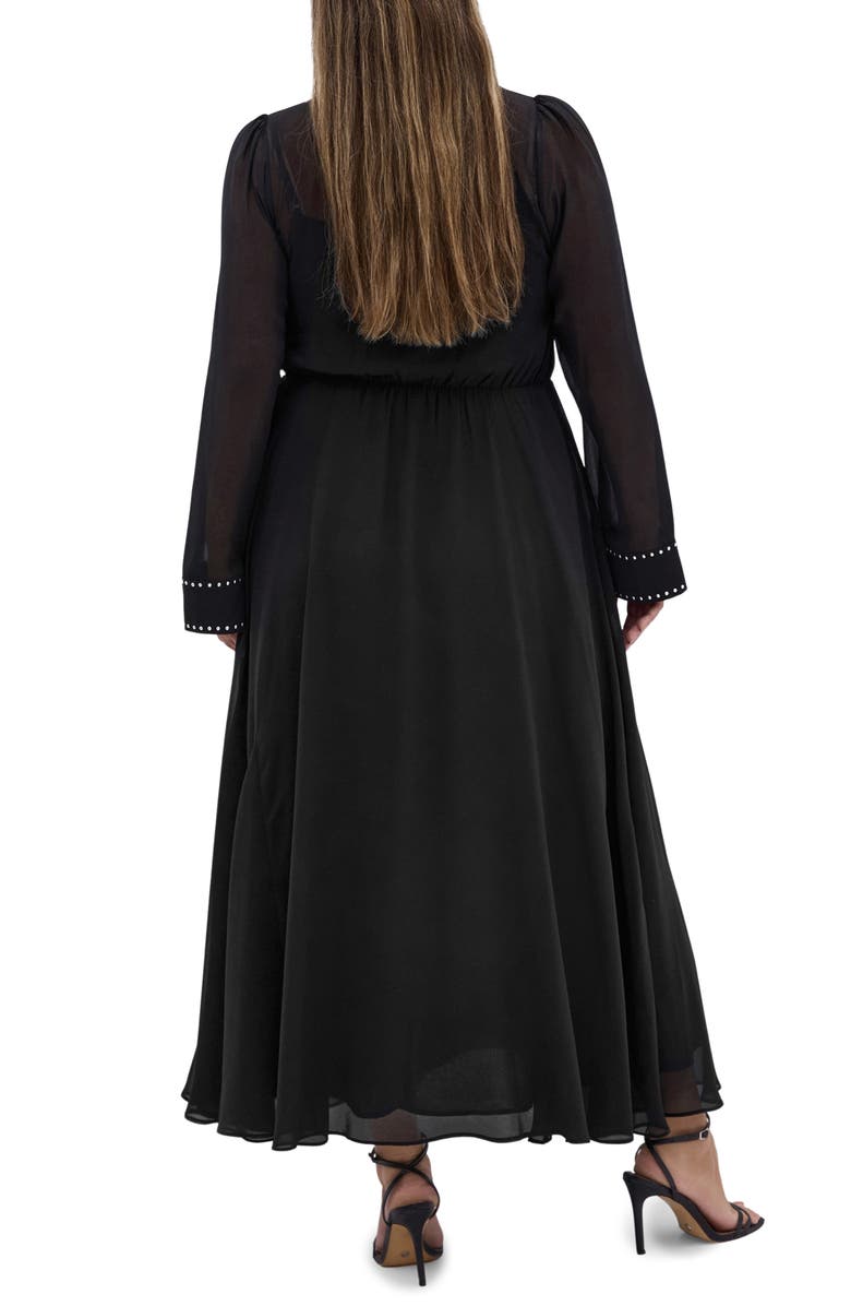 City Chic Kara Long Sleeve A-Line Dress, Alternate, color, Black