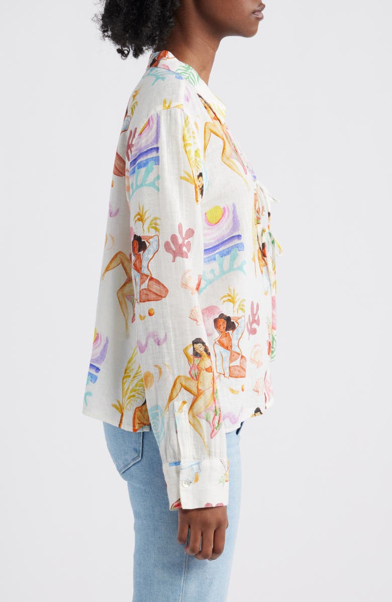 Rails Elm Stripe Tie Front Linen Blend Top, Alternate, color, Ivory Bathing Ladies