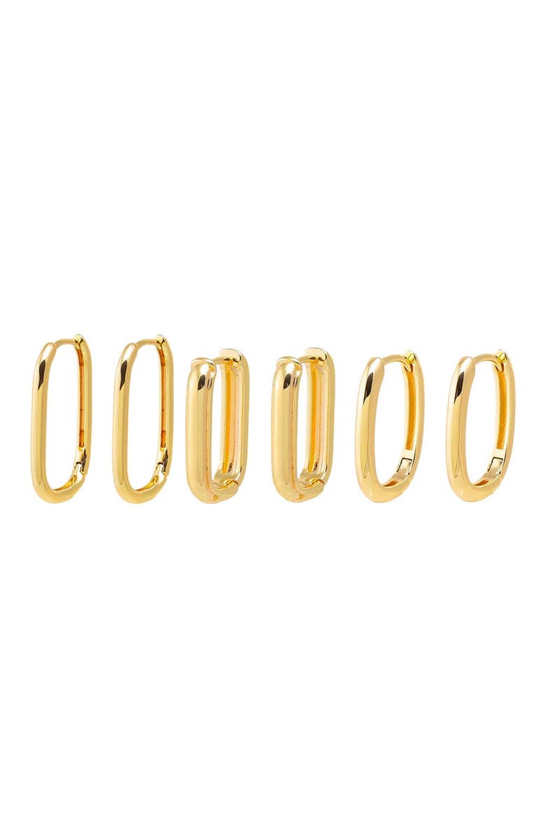 BY ADINA EDEN Solid Graduated Width Paperclip Earring Combo Set, Main, color, Gold