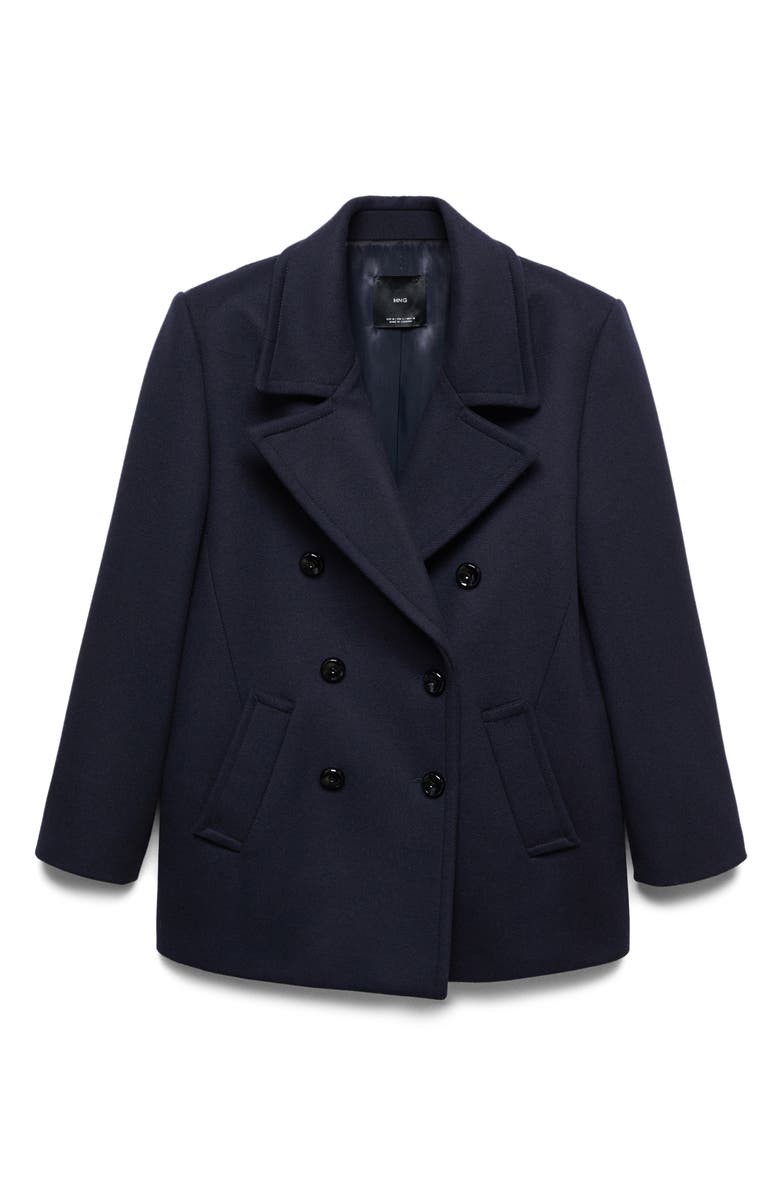 MANGO Double Breasted Wool Blend Coat, Alternate, color, 