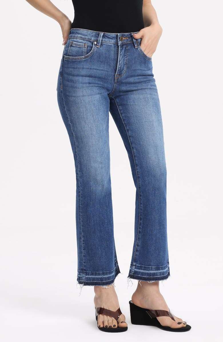 Bayeas Release Hem Mid Rise Ankle Flare Jeans, Alternate, color, Dark Blue