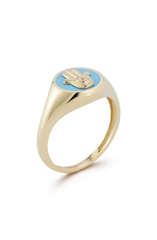 Ember Fine Jewelry 14k Gold Enamel Hamsa Signet Ring In Gold