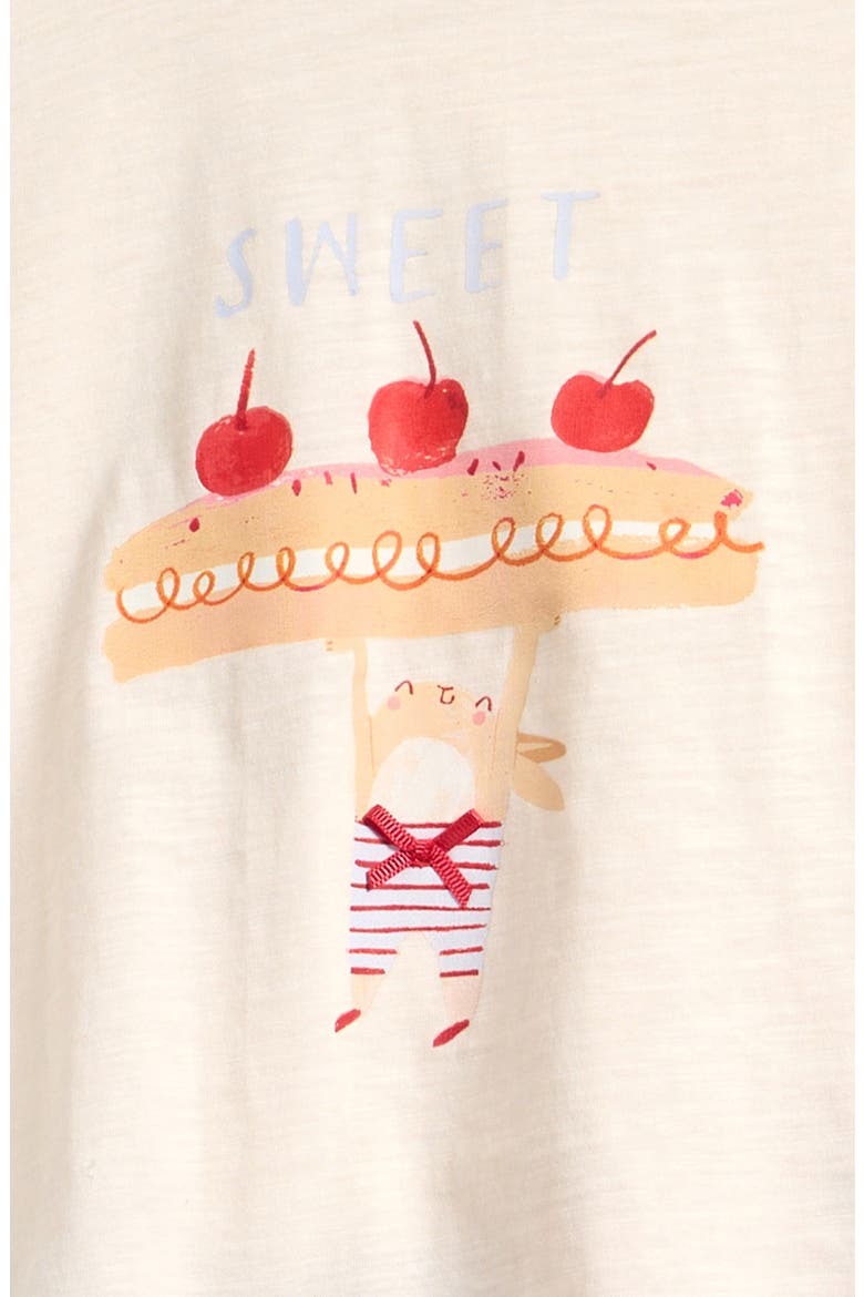 Kids' Flutter Sleeve Cotton Graphic T-Shirt & Seersucker Shorts Set, Alternate, color, RED/ NEUTRAL