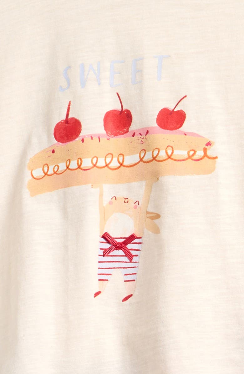 NEXT Kids' Flutter Sleeve Cotton Graphic T-Shirt & Seersucker Shorts Set, Alternate, color, Red/ Neutral