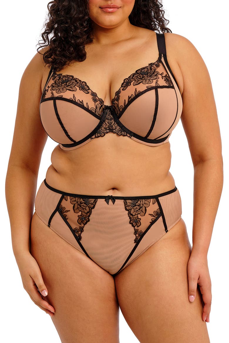 Teagan Full Figure Underwire Plunge Bra, Alternate, color, CAFE AU LAIT
