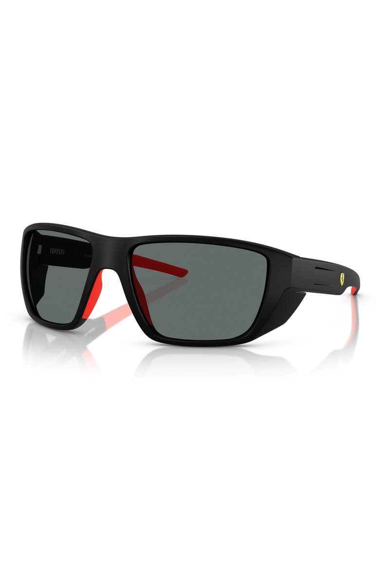 61mm Polarized Rectangular Sunglasses, Alternate, color, MATTE BLACK