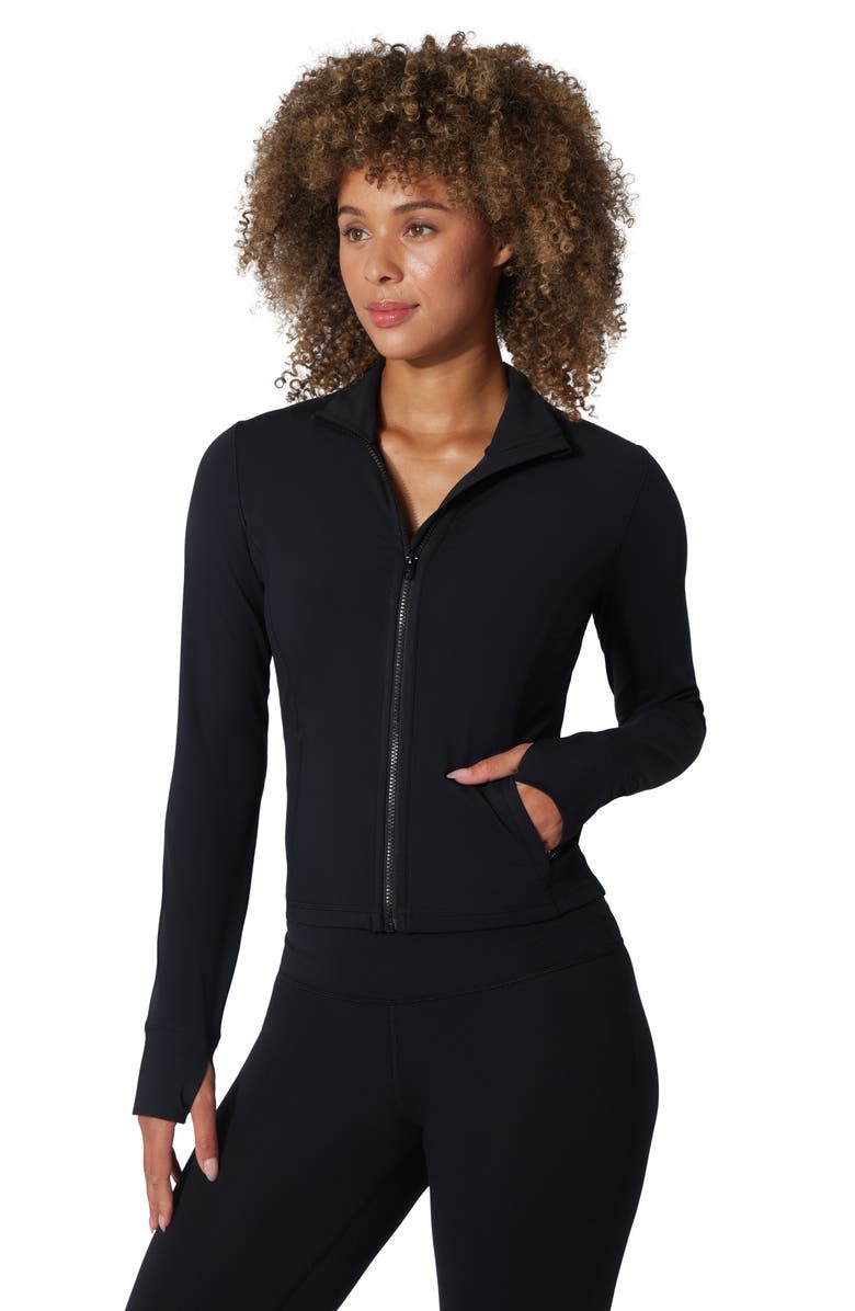 90 DEGREE BY REFLEX Interlock Industry Slim Fit Training Jacket, Alternate, color, Black