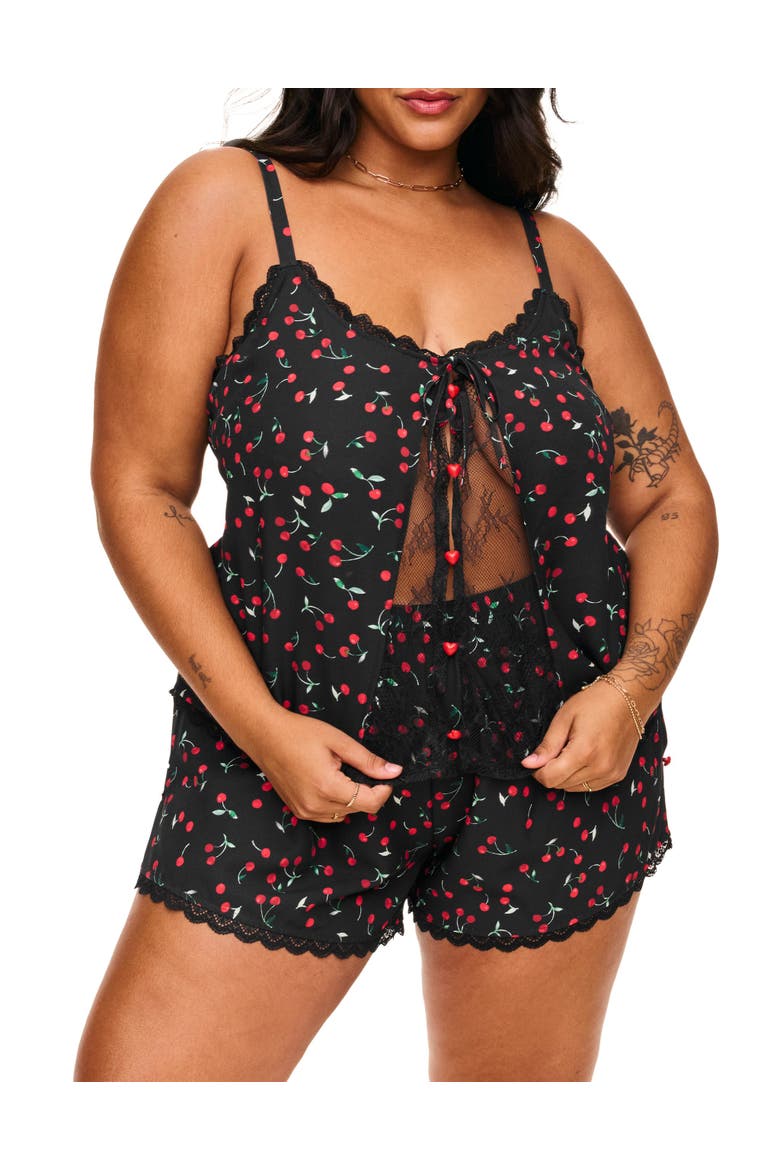 Kiora Cami And Shorts Pajama Set, Main, color, Novelty black